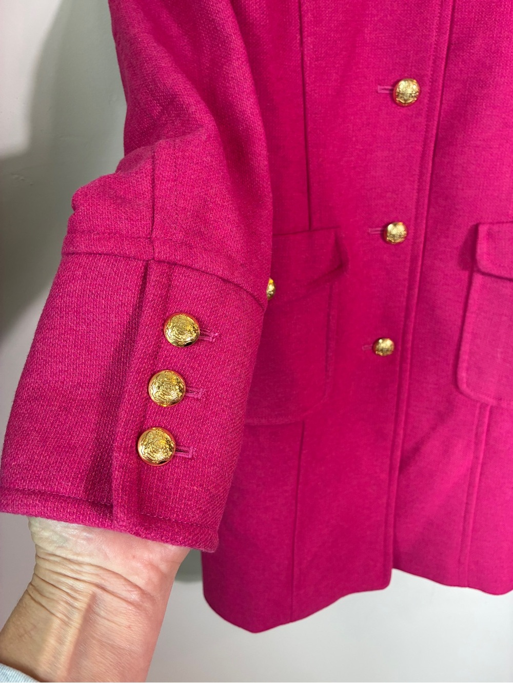 Talbots Fuschia Military Long Coat Size 4 - Picture 4 of 9